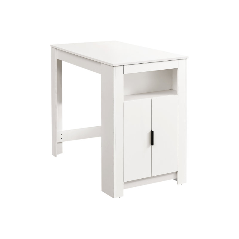 Table de salle à manger à hauteur de comptoir rectangulaire 48 po avec rangement, stratifié blanc pour les petits espaces de cuisine, style contemporain chic