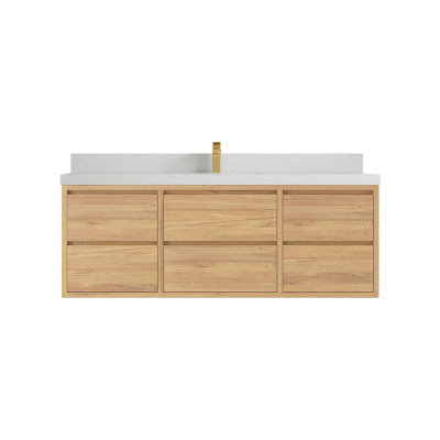 Meuble-lavabo simple 60 po avec comptoir en quartz Cadge