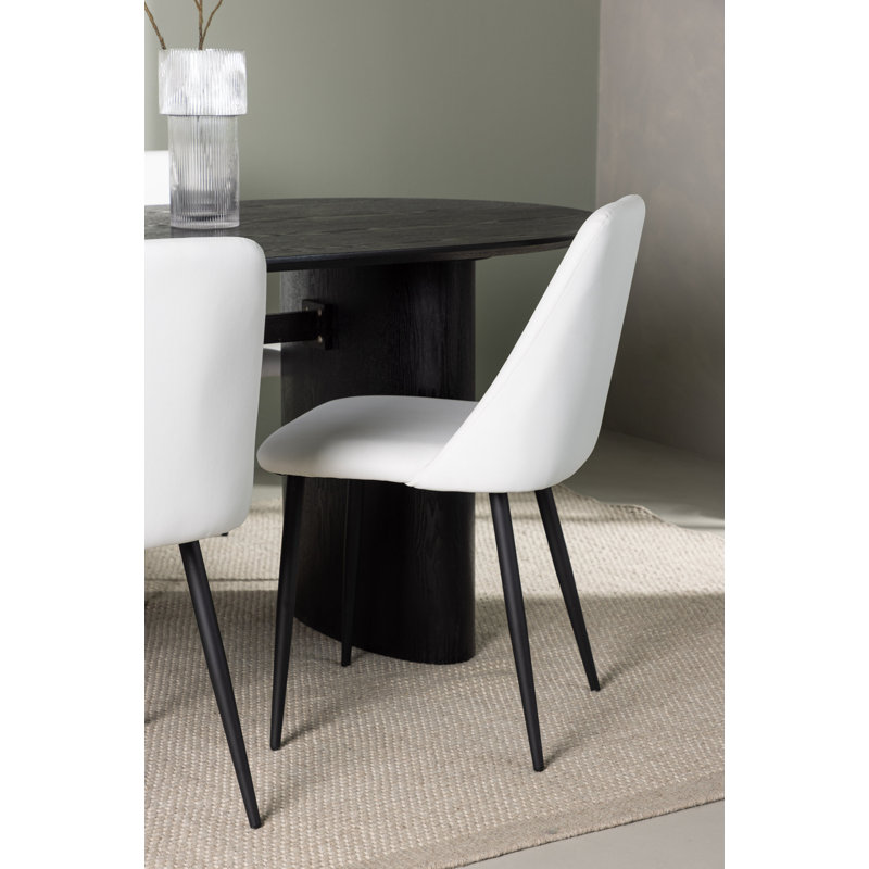 Mize 4 - Person Dining Set, White, White, Black
