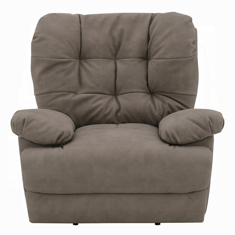 Lima Oversized Power Motion Recliner, Plush Tufted Dark Grey Faux Leather