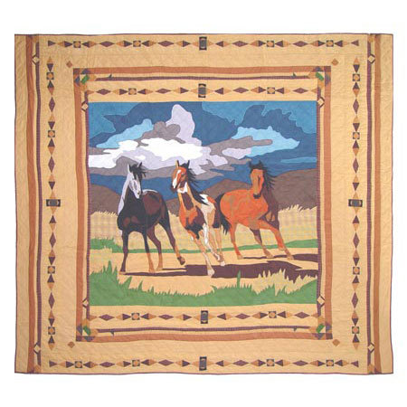 Wild Horses Rustic Cotton Quilt, Twin