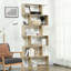 75,5 "H Bibliothèque 6 tablettes en forme de S Présentoir de rangement en bois