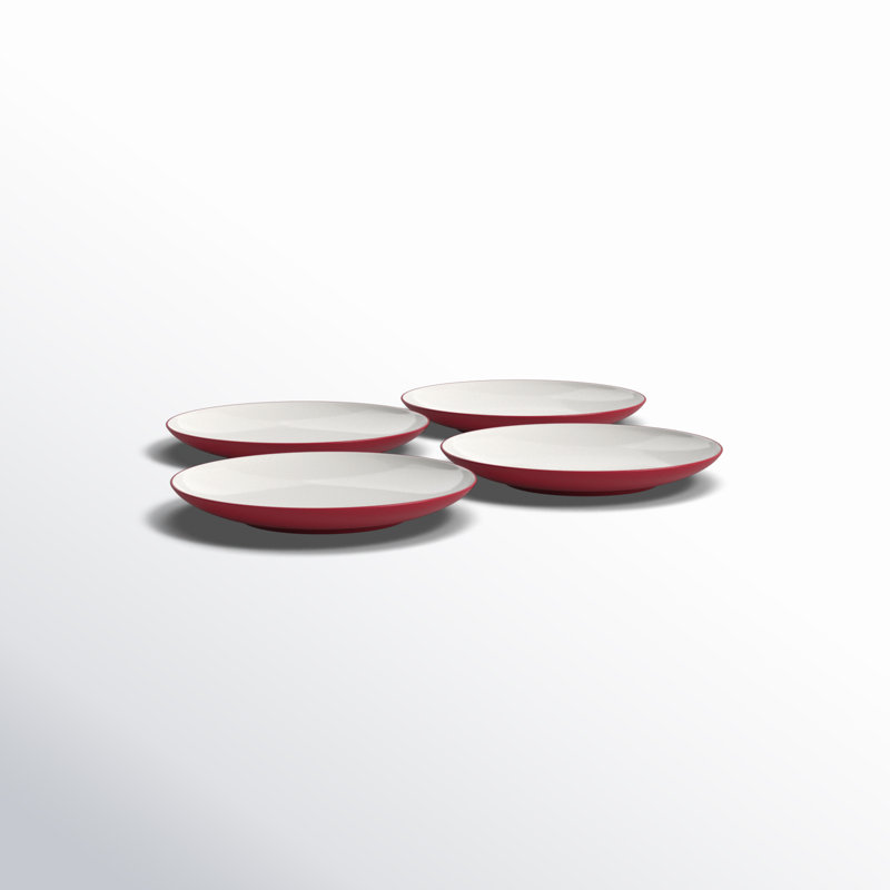 Raspberry Ceramic Coupe Salad Plates, Set of 4