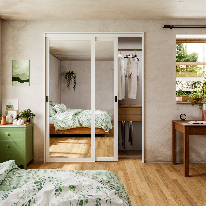Portes coulissantes en miroir 72 po x 96 po avec quincaillerie et poignées, l 72 po x H 96 po