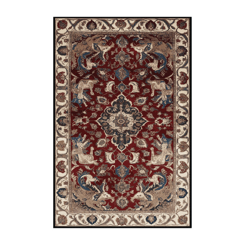 Tapis persan noir lavable à la machine, Rectangulaire 8 pi x 10 pi