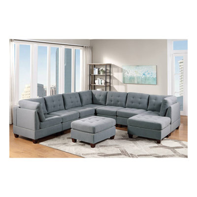 Canapé modulaire modulaire 9 pièces Mobilier de salon modulaire capitonné capitonné gris