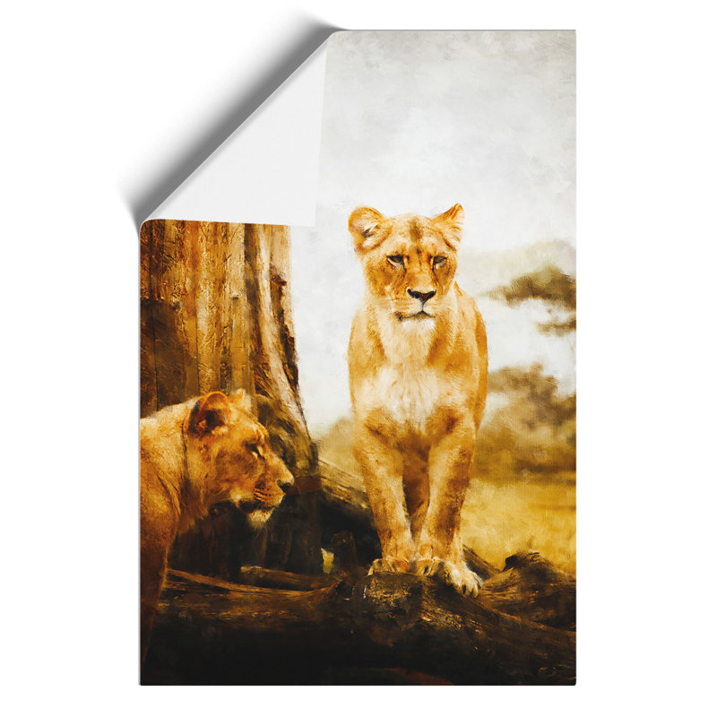 Two Lioness - No Frame Print, 30cm H x 21cm W x 0.1cm D