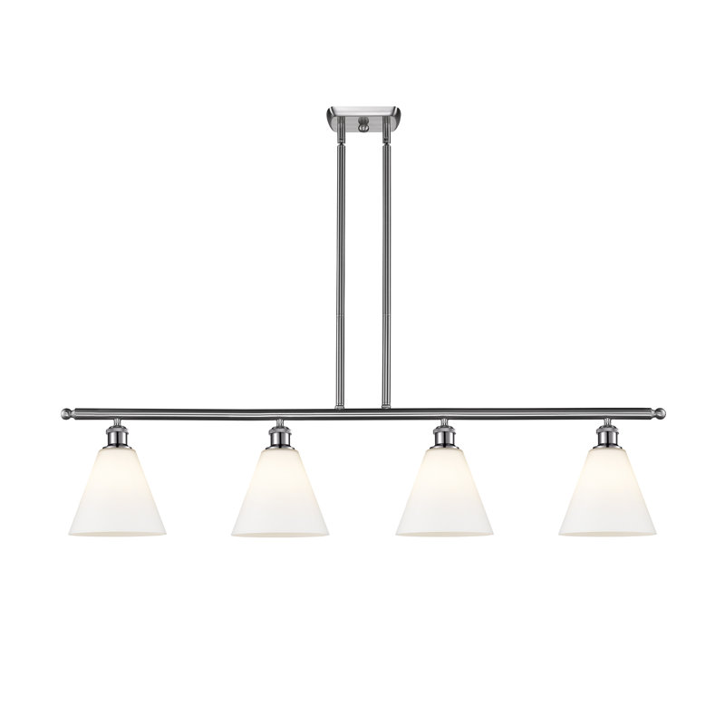 Luminaire suspendu linéaire à 4 lumières pour îlot de cuisine Amelia-Leigh, Blanc mat, H 44,25 po x l 48 po x P 8 po
