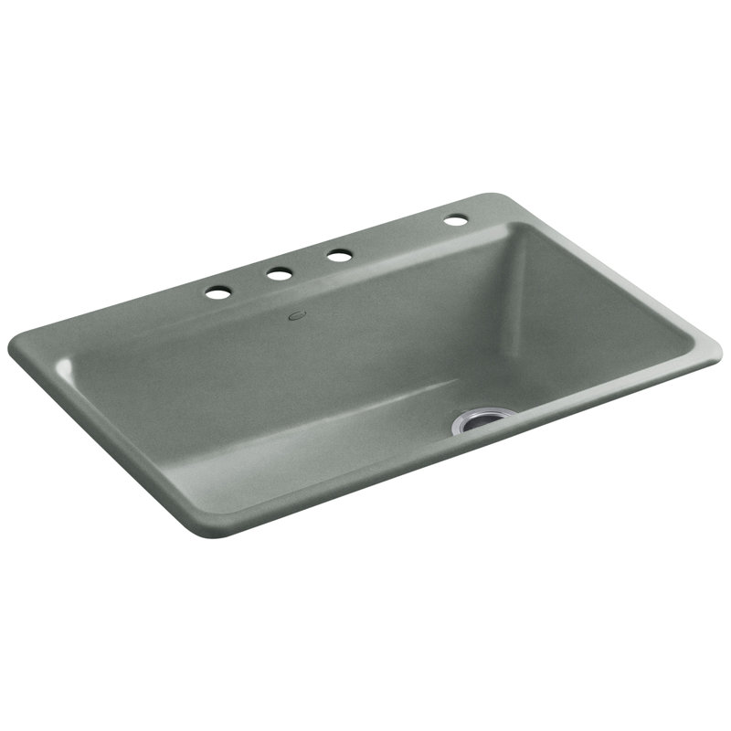 Riverby™ Single-Bowl Top-Mount Kitchen Snk with Accessories, White, 1 hole