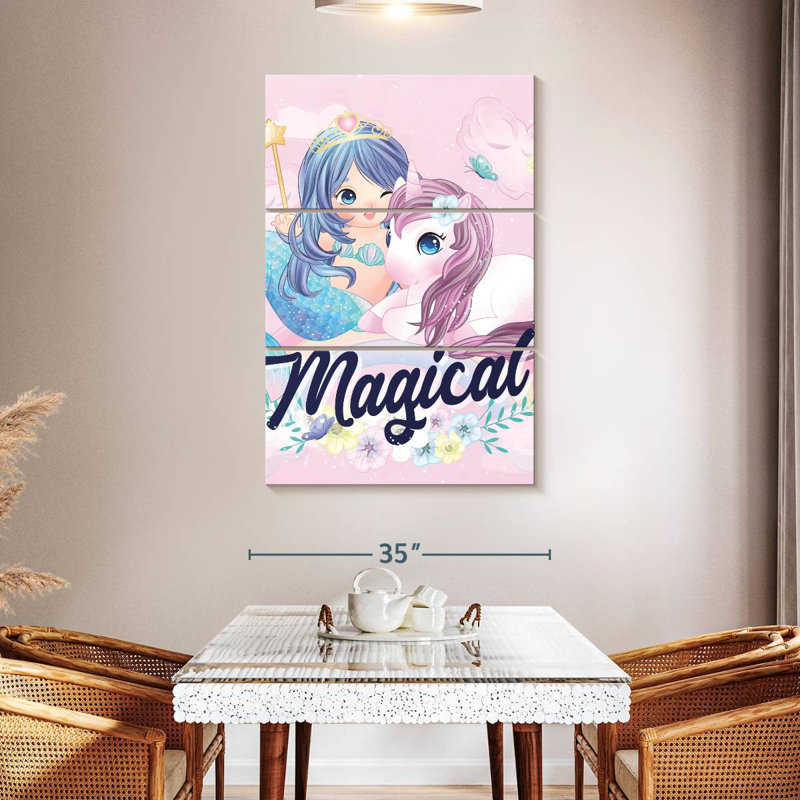 Ashelle sirène et licorne, H 50 po x l 32 po