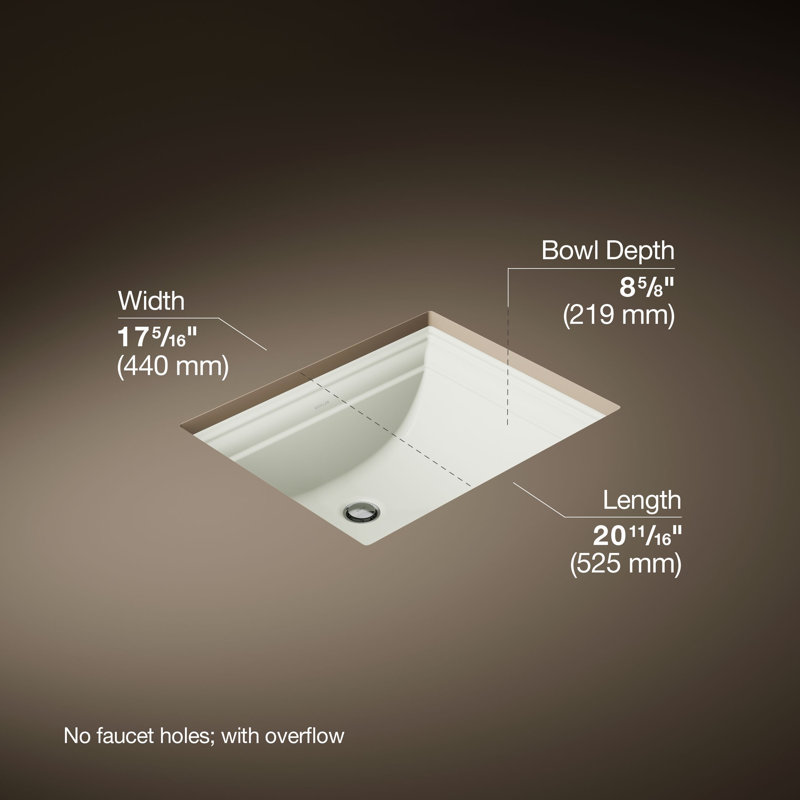 Memoirs® Vitreous China Rectangular Undermount Bathroom Sink with Overflow, Dune