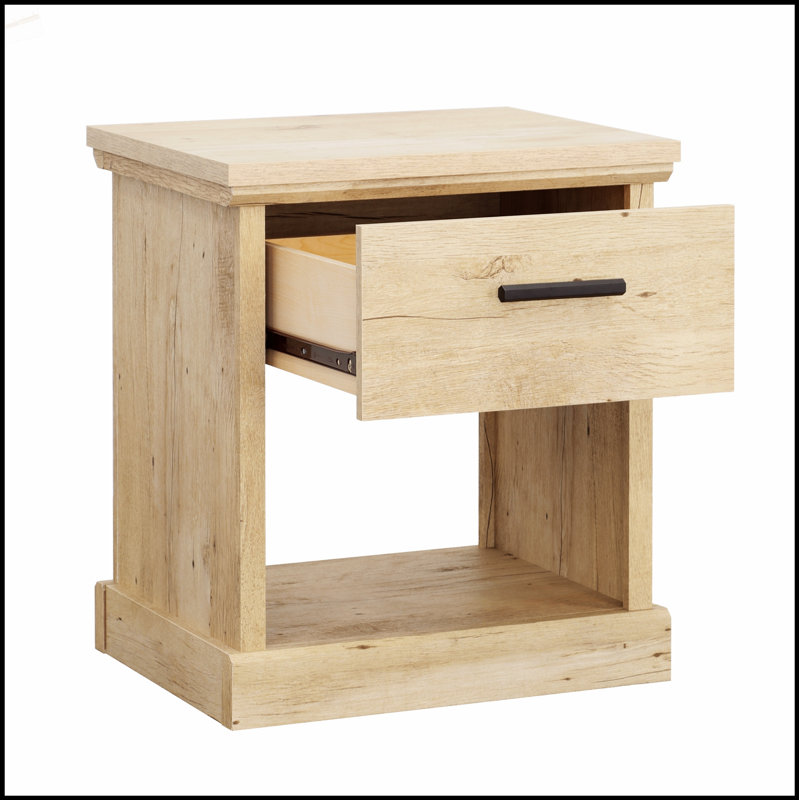 Table de chevet Farmhouse avec tablette ouverte et tiroir lisse, parfaite pour les petits espaces et l'esthétique moderne