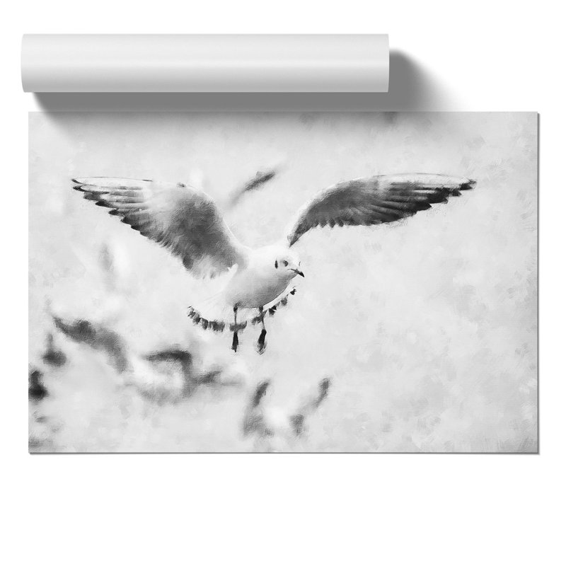 Seagull Birds Painting - Frameless Print, 30cm H x 42cm W x 0.1cm D