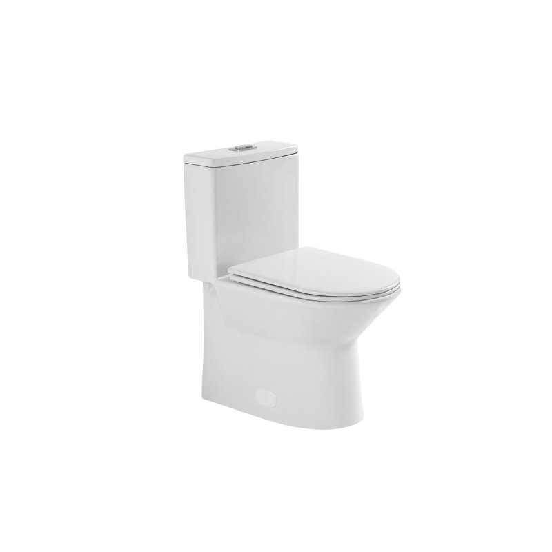 Height 17" Toilet, 1.1/1.6 Dual Flush, Rimless Bowl, Soft Closing Seat, Gloss White, 12" Rough-In, Wear- Close Glossy White Finish, User-