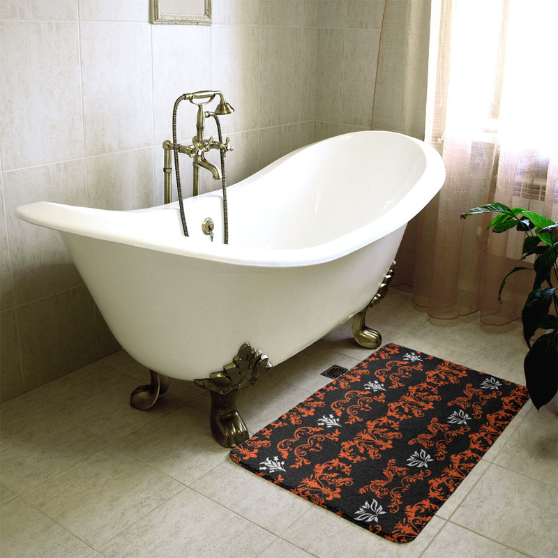 Tapis pour salle de bain Cincinnati, Orange / Noir / Blanc, l 17 po x L 24 po