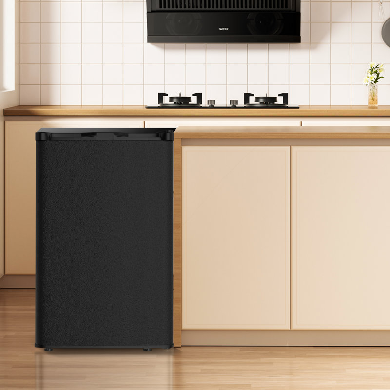 Congélateur vertical en acier de 3,0 pieds cubes, mini congélateur autoportant avec 7 réglages de température réglables, congélateur compact avec tablettes amovibles, porte réversible en acier inoxydable, noir