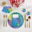 Sous-verres ronds en cuir multicolore mosaïque mauve-119015185