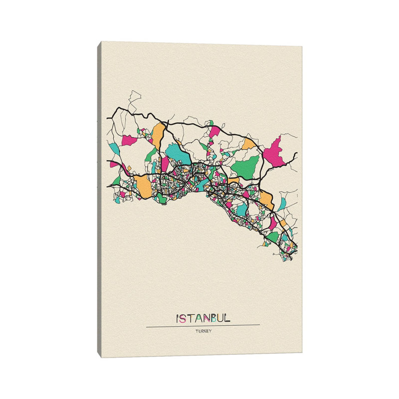 Istanbul, Turkey Map by Ayse Deniz Akerman - Wrapped Canvas Print, 66.04 cm H x 45.72 cm W