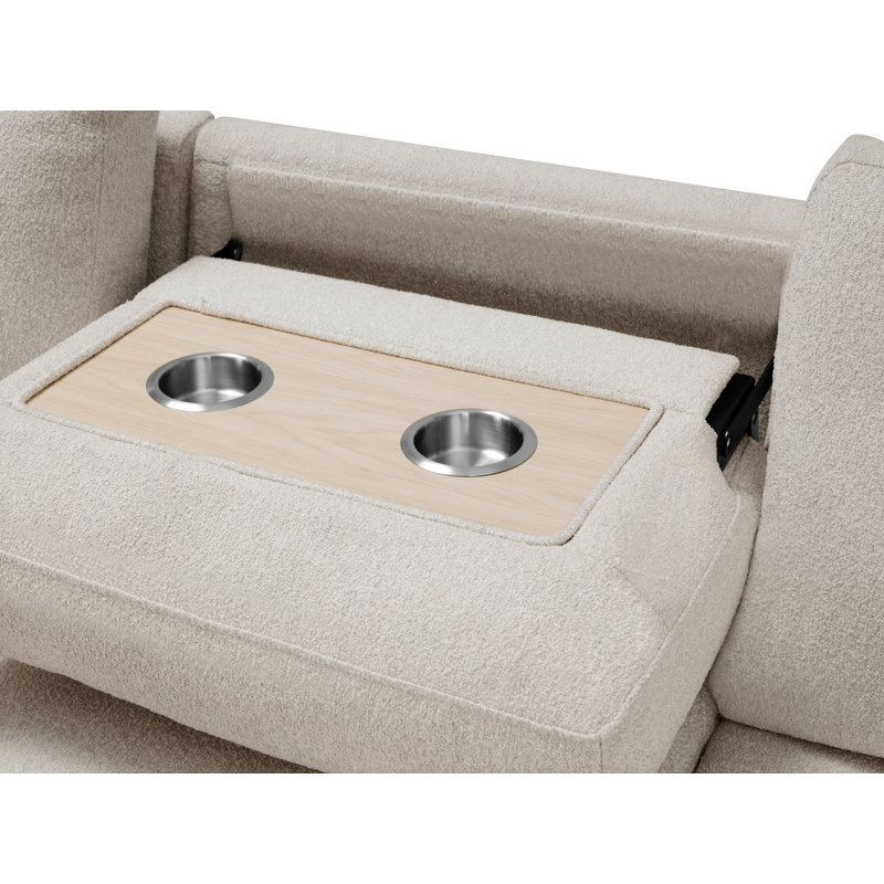 Canapé modulaire sans accoudoirs avec rangement Ompa, Boucle, 52 po, Beige crème