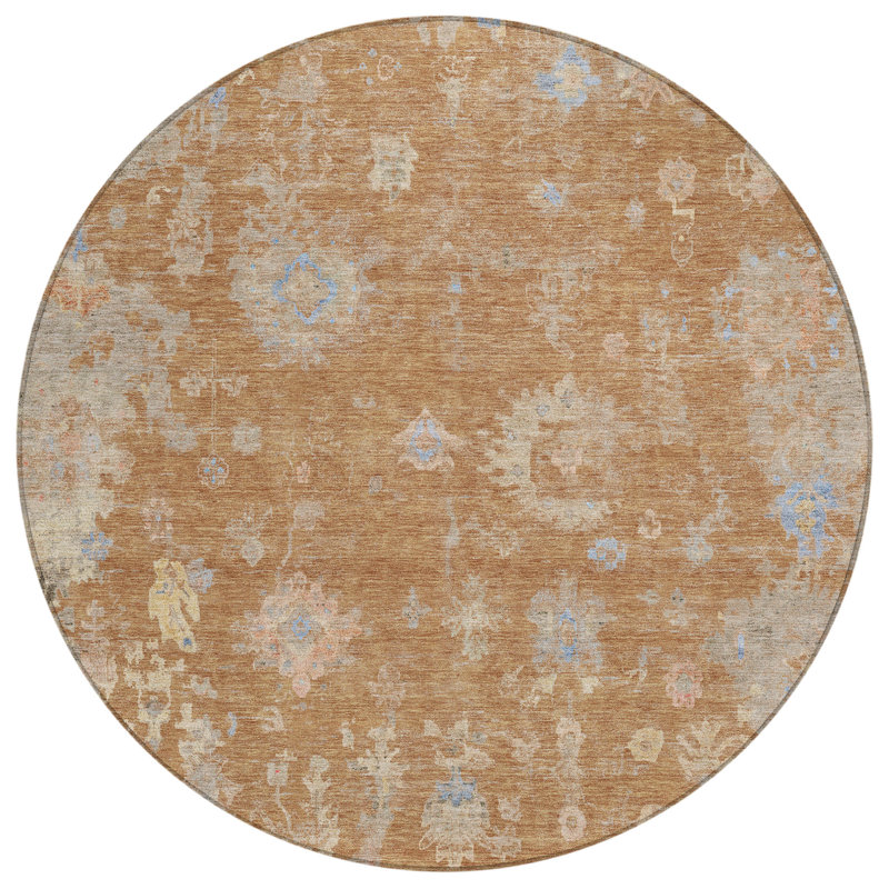 Machine Washable Indoor/Outdoor Chantille ACN2302 Global Rug, Round 8'