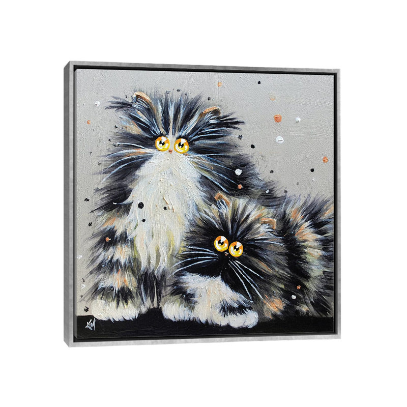 Rodney and Dave par Kim Haskins - reproduction d'art, H 18 po x l 18 po x 1,5 po, Toile avec cadre argenté, Pas de tapis