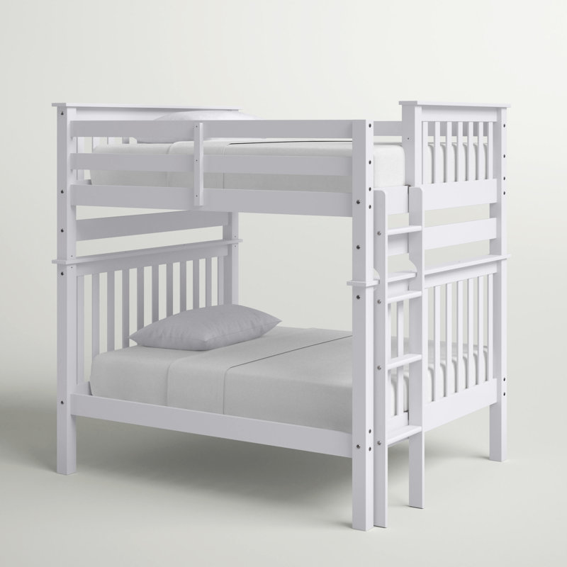 Abdullah Kids Bunk Bed, Twin Over Twin, White