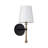 6" W x 14.25" H 1-Light Wallchiere Sconce in Matte Black with Textured Hammered Gold Tail and White Fabric Shade
