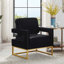Chaise d'appoint de style moderne avec base en métal doré, chaise de loisir rembourrée avec accoudoirs ouverts, fauteuil-353406567