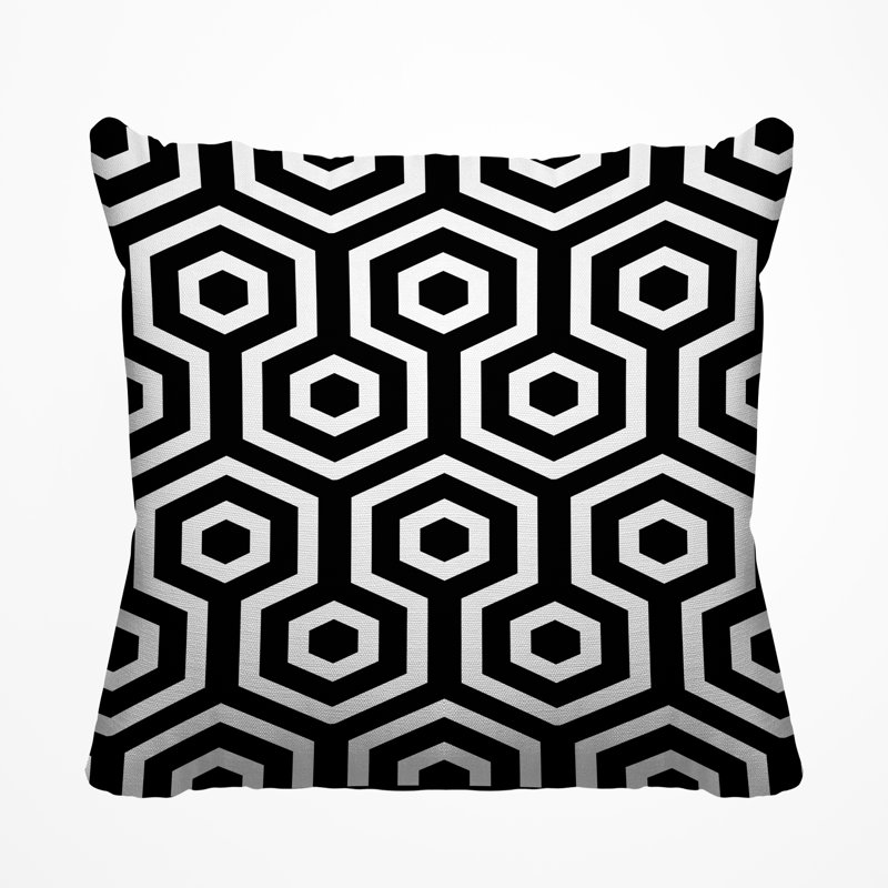 Hilton Geometric Outdoor Reversible Throw Pillow, 19H" x 19W", Black