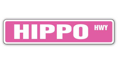 Hippo Street Sign Heavy Duty Plastic 4" X 18"