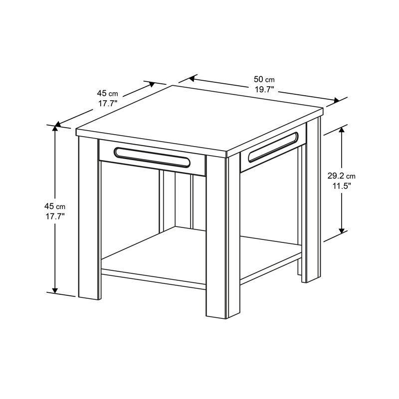 Arlais End Table, Satin Grey
