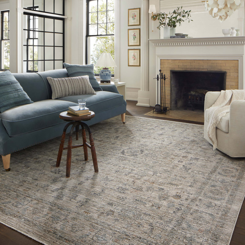 Jean Stoffer x Loloi Katherine Beige / Mist Area Rug, Rectangle 5'3" x 7'9"