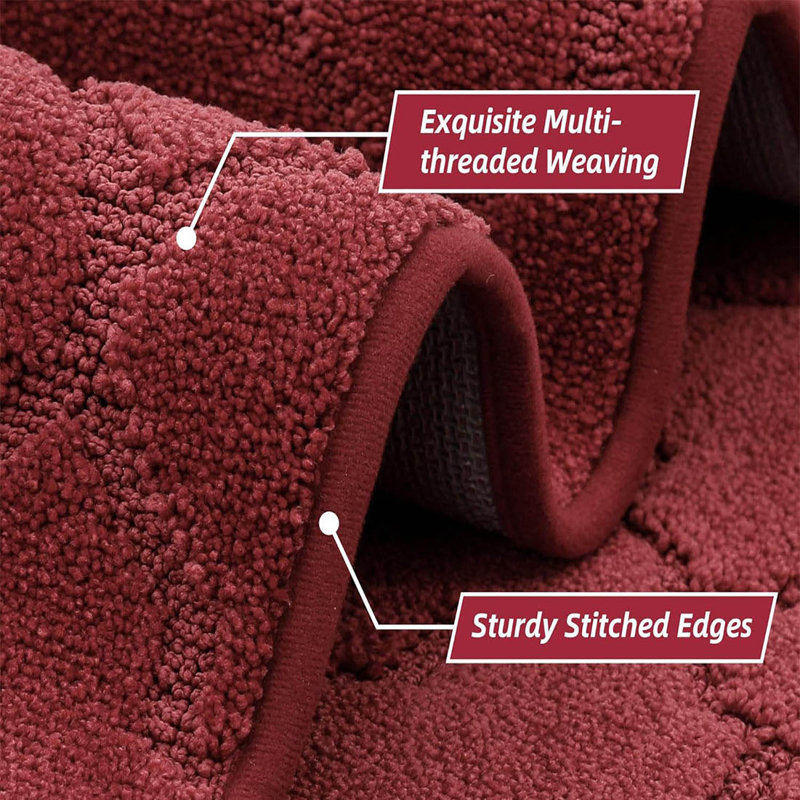 Nonslip Kitchen Rug Set 2 Pack, 51X76cm+51X122cm, Red