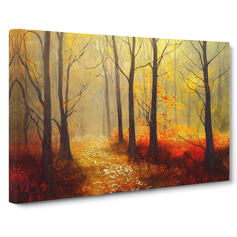 Striking Autumn Forest - Wrapped Canvas