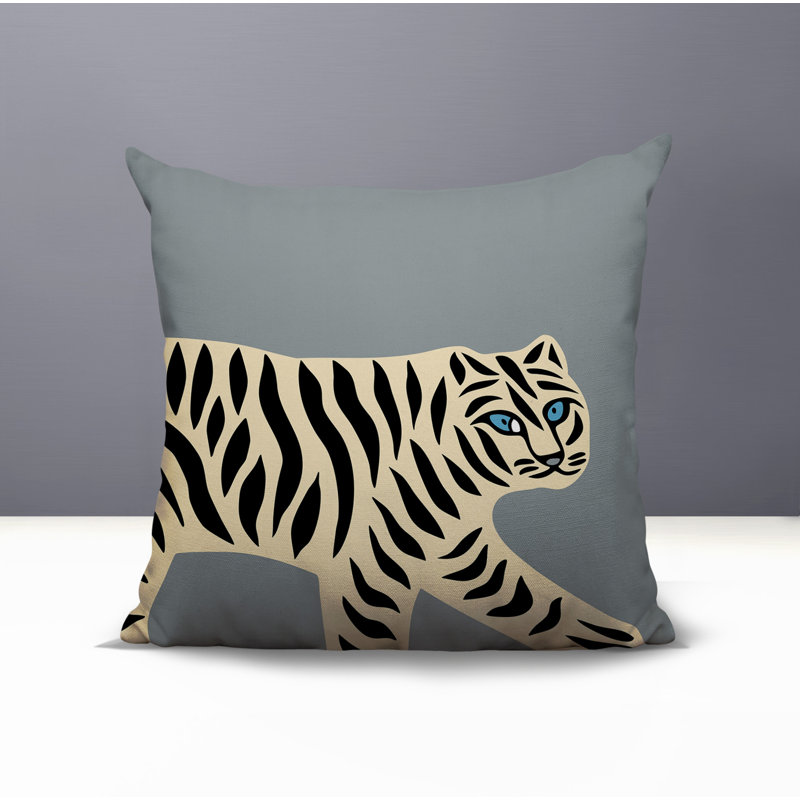 Oreiller carré intérieur / extérieur Gigi Tiger, Gris, H 18 po x l 18 po