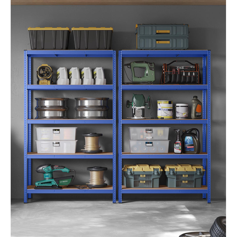 Kris Metal Height -Adjustable Shelving Unit, Blue, 200cm H x 60cm W x 120cm D