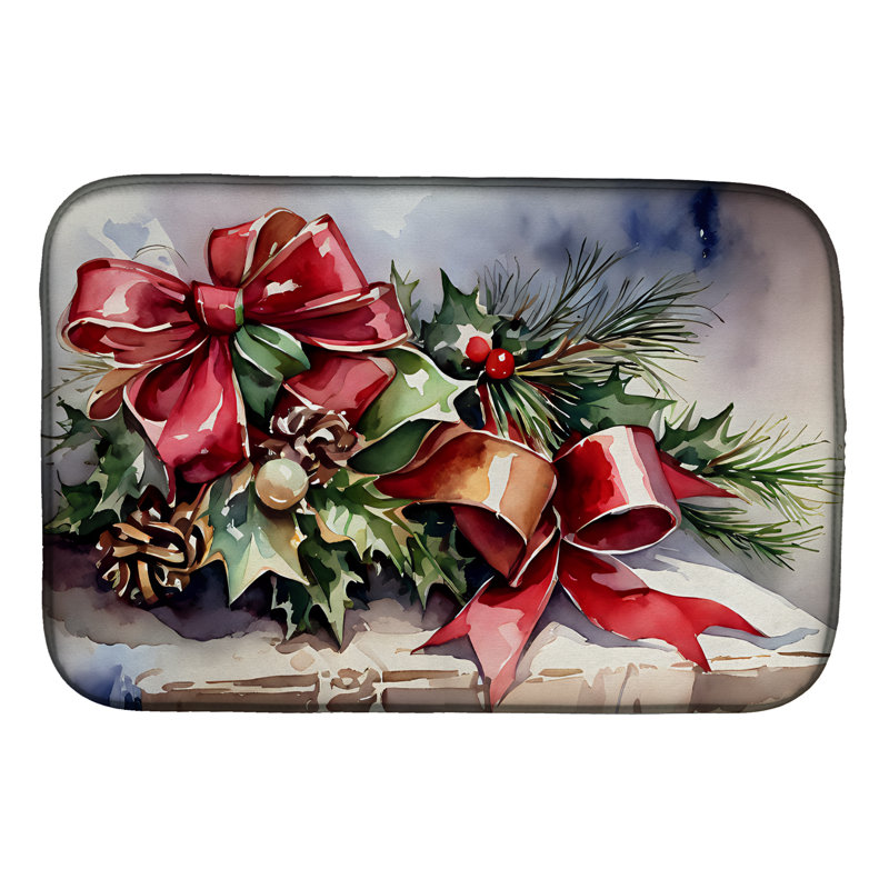 Christmas Bows & Ribbons Dish Drying Mat