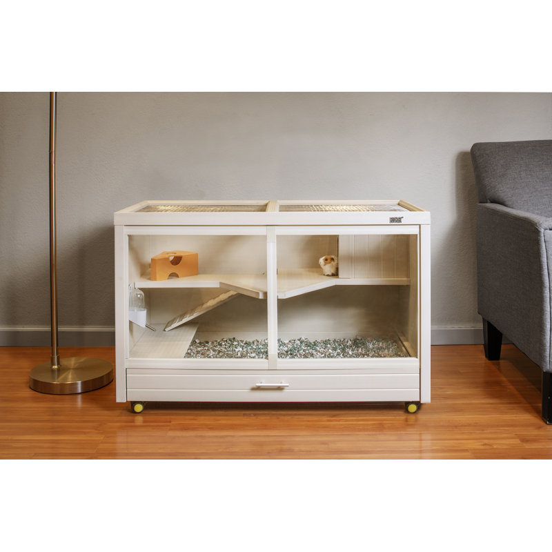 Cage à lapin résistante à l'humidité avec rampe Gregof ECOFLEX®, Naturel