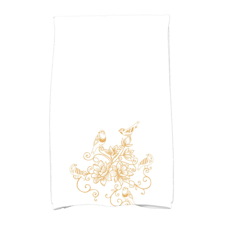 Floral Tea Towel Kitchen Towel, Gold
