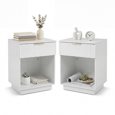 Table de chevet 1 tiroir avec rangement (ensemble de 2)