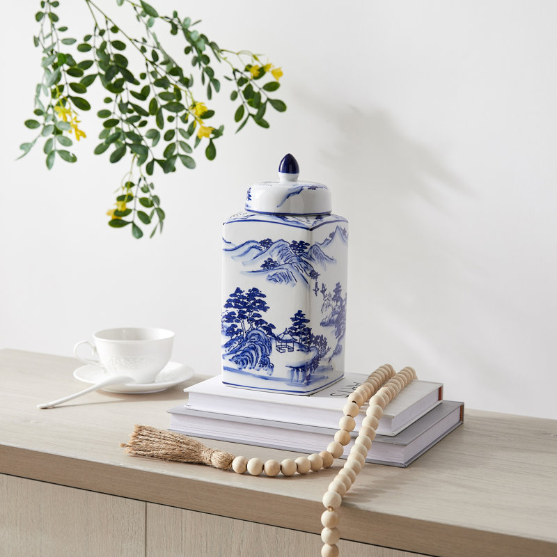 Shanquia Hand-Painted Porcelain Ginger Jar