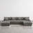 4 - Piece Upholstered Light Gray Faux Rabbit Fur Flannel Modular Sectional Sofa with Armrests & Throw Pillows-771364084