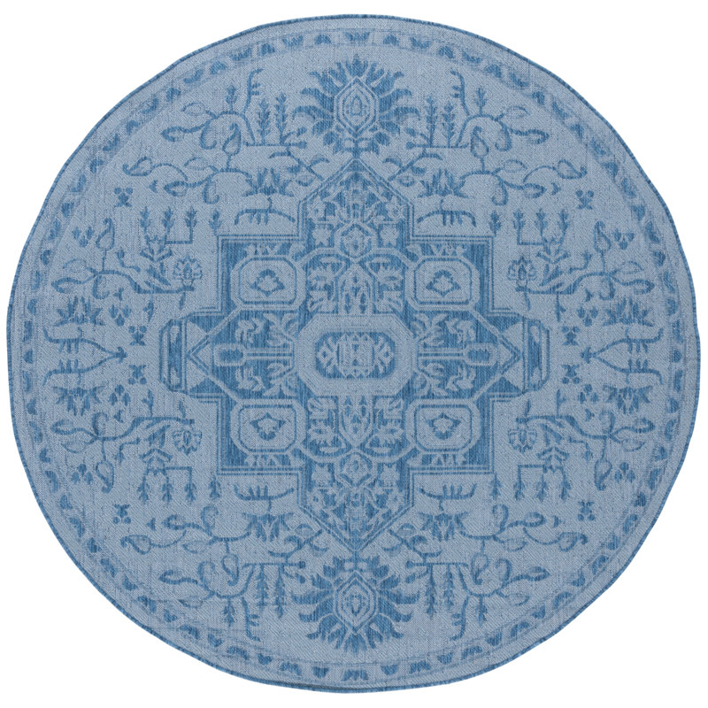 Mayleen Performance Machine Washable Oriental Indoor/Outdoor Area Rug, Round 6'7"