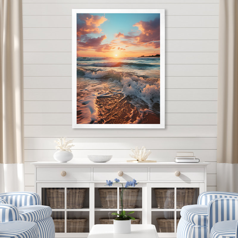Ameya Beach Golden Sands XVIII sur toile, Cadre photo blanc, H 44 po x l 34 po x P 1,5 po