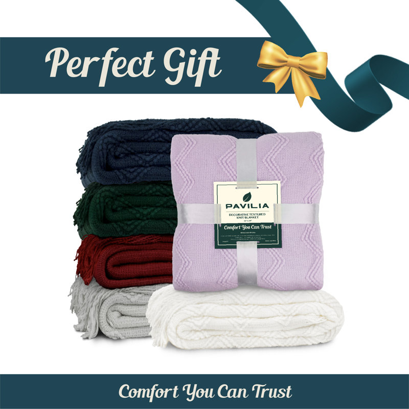 Emerald Green Twin Knitted Fleece Throw Blanket with Fringe