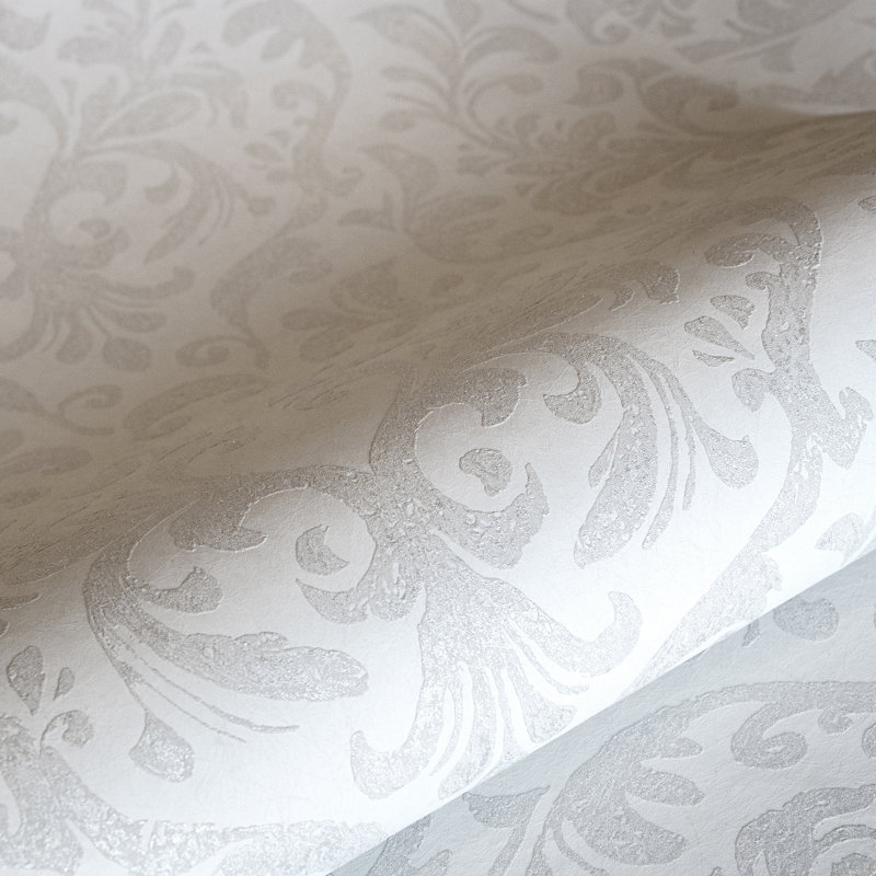Notting 10.05m x 53cm 3D Embossed Metallic Wallpaper Roll, Pearl White