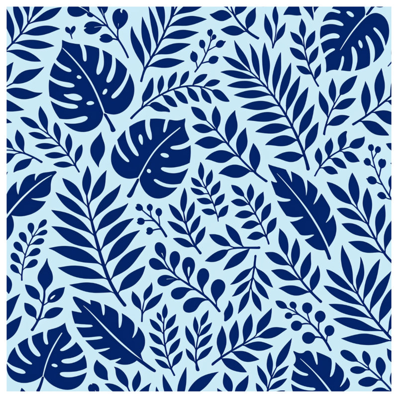 Couvertures bleues à feuilles botaniques, 50in W x 60in H