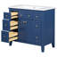 de salle de bain de 4 pouces avec lavabo en résine, 6 tiroirs, 2 armoires - Structure moderne en bois massif autoportant, bleu