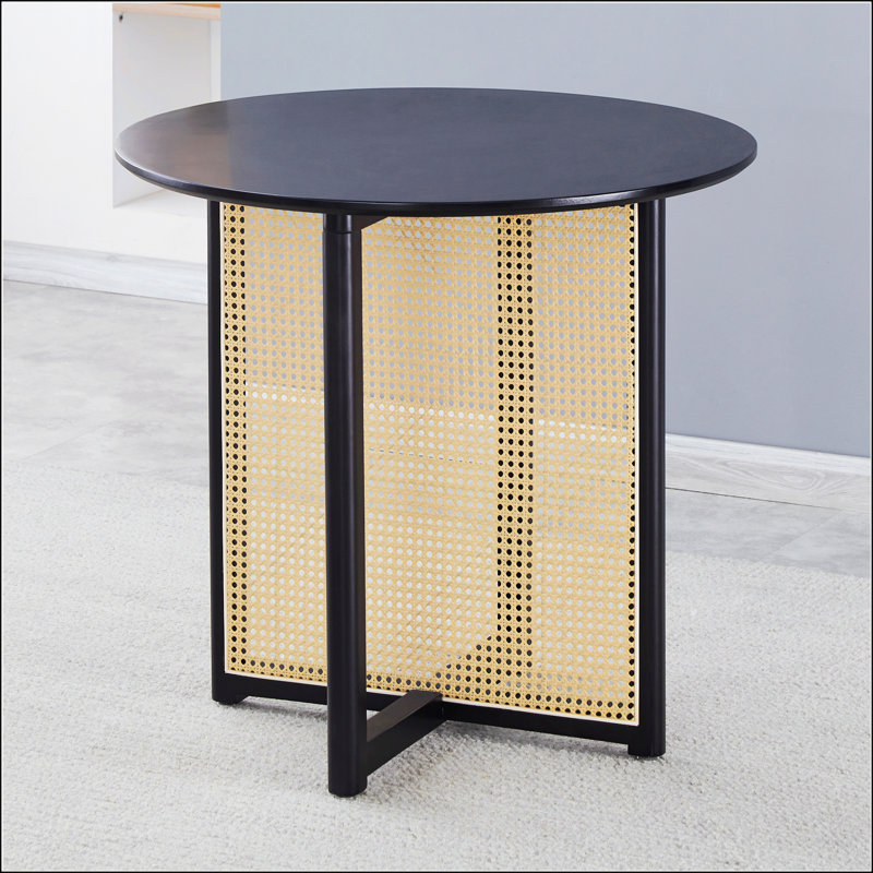 Black Solid Wood Round Table