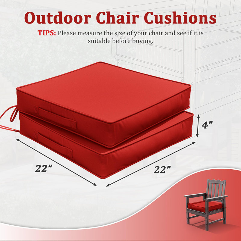 Outdoor 4” Seat Cushions And 22”X22” Outdoor Cushions Dining Seat Cushions , Red